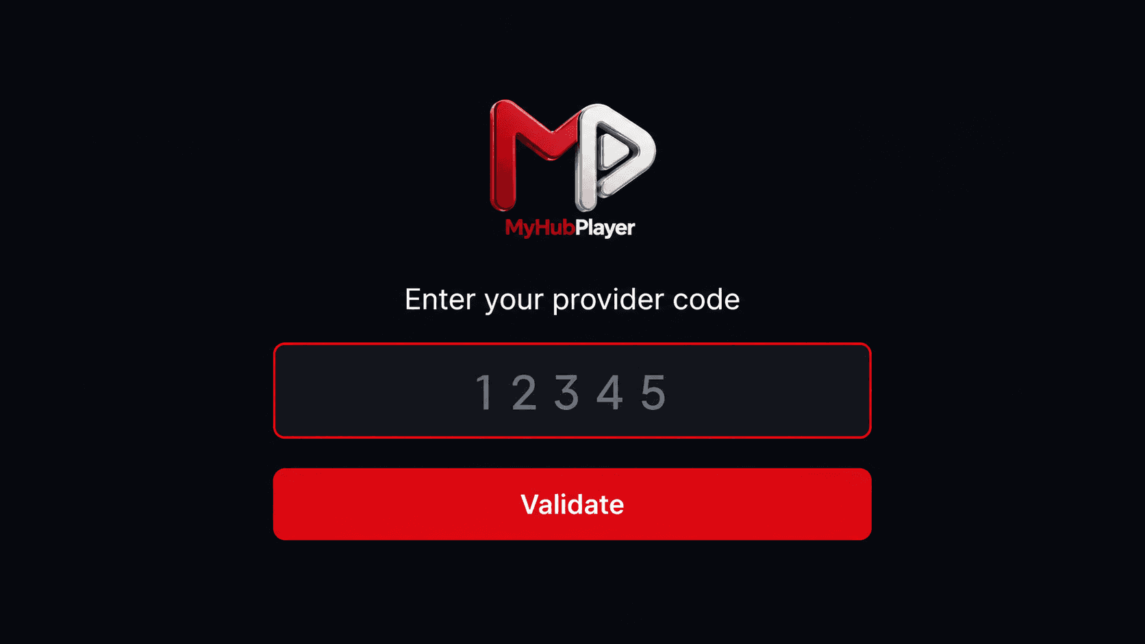 Pantalla de ingreso del código de proveedor